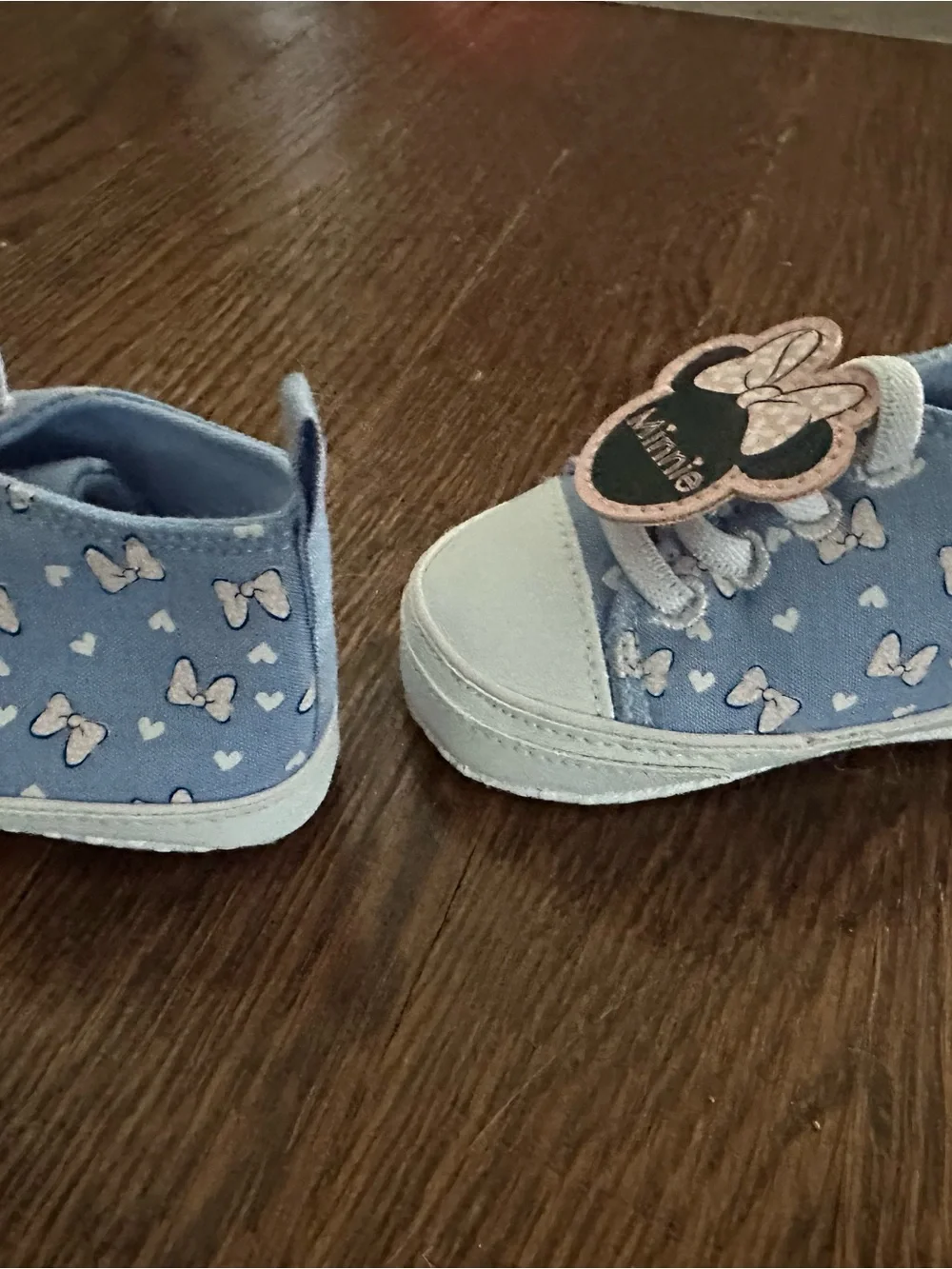 Disney Minnie Mouse Light Blue Heart Slip-On Baby Sneakers